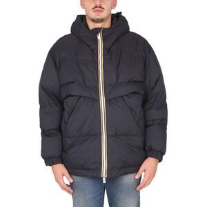 K-WAY Men's Hooded Puffer Jacket with Full Zip Men BLACK Outerwear